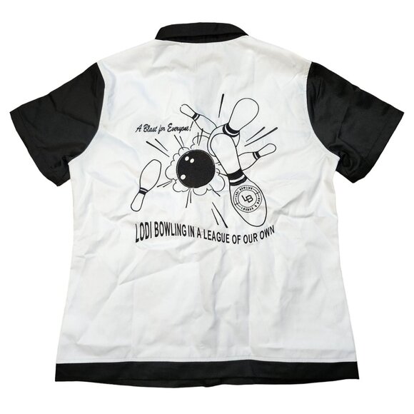 Lodi Bowling Lounge & Bar Short Sleeve Button-Up Shirt 2XL Black & White - Picture 1 of 6